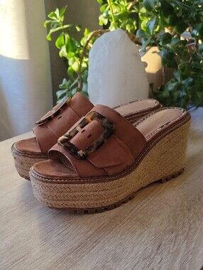 Sam Edelman LIVI Wedge Slide Sandals with Tortoiseshell Buckle